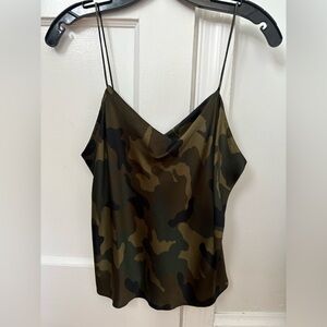 Alice + Olivia Green Brown Asymmetrical Camisole